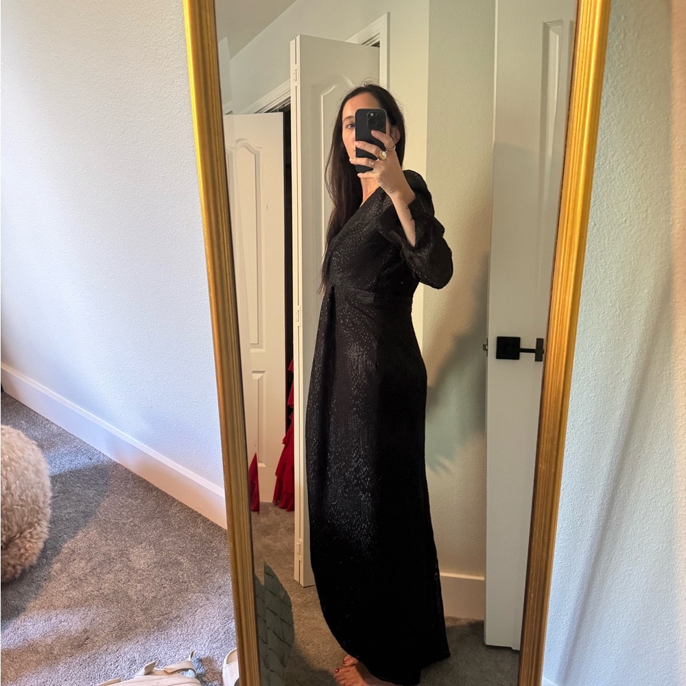 BHLDN Black Sparkle Wrap Maxi Dress